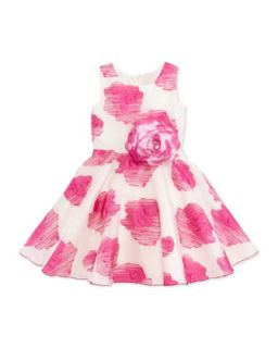 Rose Print Organza Dress, Pink, Sizes 2 6   Zoe
