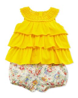 Knit Tunic & Floral Bloomers Set, Yellow, 9 24 Months   Ralph Lauren