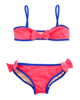 Mini Bow Two Piece Swimsuit, Peach, Sizes 2 7   Milly Minis