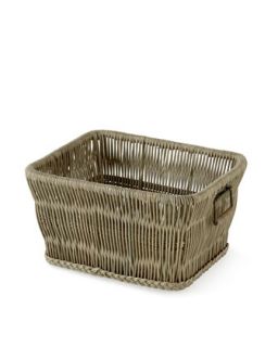 Rattan Basket with Wrought Iron Handles