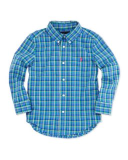 Plaid Long Sleeve Blake Shirt, Blue Multi, 2T 3T   Ralph Lauren Childrenswear