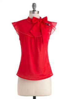 Pinpoint of View Top in Red  Mod Retro Vintage Short Sleeve Shirts