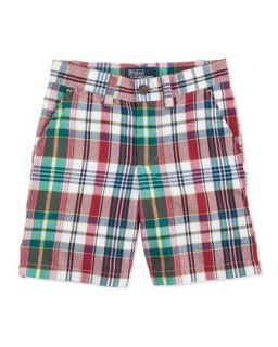 Prospect Madras Shorts, Red, 2T 3T   Ralph Lauren Childrenswear