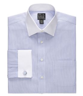 Traveler White Spread Collar, White French Cuff Stripe Dress Shirt JoS. A. Bank