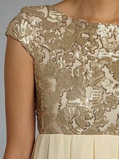 tfnc Cap sleeve embellished dress Gold