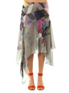 Blush flower tile print silk skirt  Preen by Thornton Bregazz