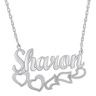 Script Name Necklace with Heart Design in Sterling Silver (8 Letters