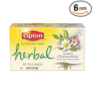 Lipton Herbal Tea, Quietly Chamomile, Tea Bags, 20 Count Boxes (Pack of 6)  Grocery & Gourmet Food