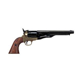 M1860 Civil War Army Revolver with Black / Antique Brass Finish   Replica of Classic Cap and Ball Pistol Used by Both Union / USA and Confederate / CSA Forces  Airsoft Pistols  Sports & Outdoors