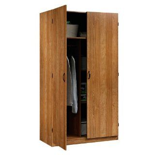 Beginnings Storage Cabinet   Sauder Beginnings Wardrobe And Storage Cabinet With Adjustable Shelves Highland Oak