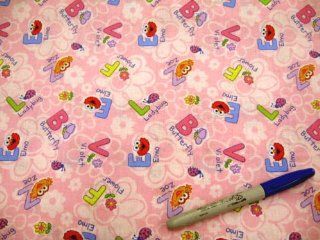 Fabric Quilting Sesame Street Beginnings Pink ABC GG312
