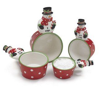 Set of 4 Jolly Snowman Measuring Cups Christmas Believe Kitchen & Dining
