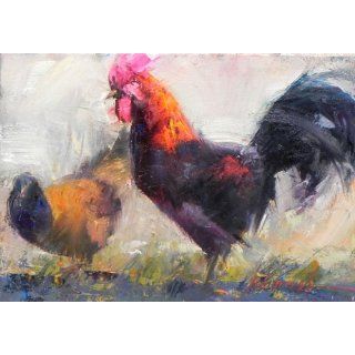 Art Rooster And Hen  Oil  John Cook