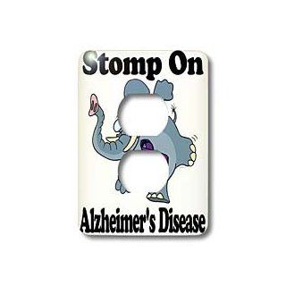 3dRose Lsp_114476_6 Elephant Stomp on Alzheimers Disease Awareness Ribbon Cause Design 2 Plug Outlet Cover   Outlet Plates  