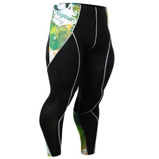 Fixgear Green Printing Spandex Compression Tights Pants Mens Womens S ~ 2XL  Running Compression Tights  Sports & Outdoors