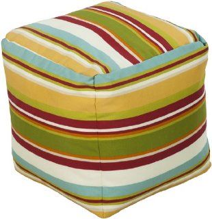 18" CUBE Poufs 100% Polyester Green Yellow, Aqua, Venetian Red, Golden Yellow, Papyrus The bold colorful stripes in shades of red, yellow green and orange will brighten up any space both indoors and outdoors.  Ottomans  