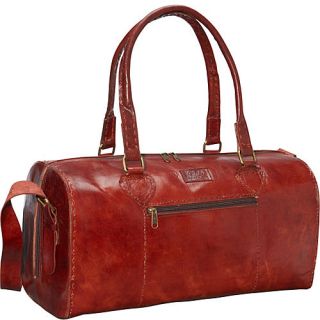 Sharo Leather Bags Red Round Duffle Bag
