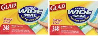 Glad Food Storage Zipper Quart, Double Lock, Pack of 8, Each Contains 62 Bags, Total 496 Count Food Savers Kitchen & Dining