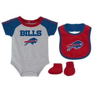 Buffalo Bills Infant Creeper, Bib & Bootie Set   Ash/Royal Blue/Red