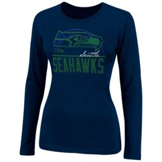 Seattle Seahawks Ladies Wild One Long Sleeve T Shirt   College Navy