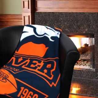 Denver Broncos 50 x 60 Marque Fleece Throw Blanket   Navy Blue/Orange