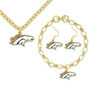 Denver Broncos Ladies Gold Tone Jewelry Gift Set