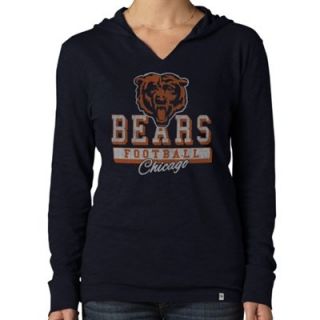 47 Brand Chicago Bears Ladies Primetime Hooded Long Sleeve T Shirt   Navy Blue