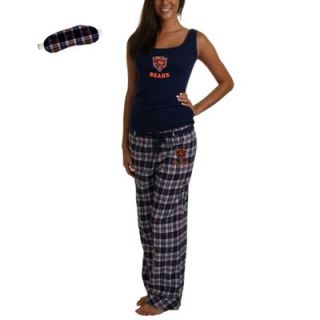 Chicago Bears Ladies Revelation Flannel Sleep Set   Navy Blue