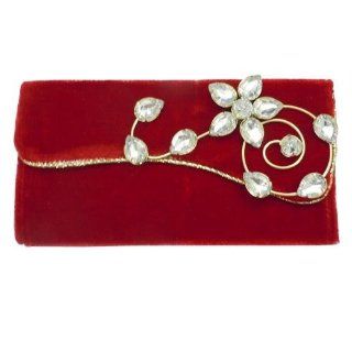 LIGHTAHEAD COLORED VELVET GIFT ENVELOPE,BAG WITH BEAUTIFUL STUDDED PIECE IN FLORAL DESIGN AND DIFFERENT COLORS GREAT CHRISTMAS VALENTINE GIFT (RED) Health & Personal Care