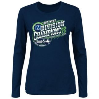 Seattle Seahawks 2013 NFC West Division Champions Ladies Long Sleeve T Shirt   College Navy