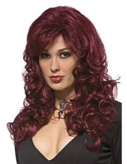 Sexy and Curly Long Burgundy Wine Goddess Wig Clothing