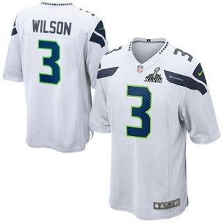Nike Russell Wilson Seattle Seahawks Super Bowl XLVIII Game Jersey   White