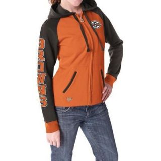 Reebok Cleveland Browns Womens Letterman Full Zip Hooded Sweatshirt