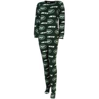 New York Jets Ladies Scoreboard Union One piece Footed Sleeper Suit   Green