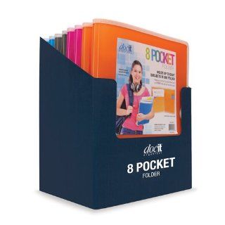 DocIt 8 Pocket Folder Counter Display, Contains 8 Folders, 2 Each of Blue, Orange, Pink, and Gray (00908)  Expanding File Jackets And Pockets 