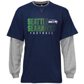 Seattle Seahawks Youth Faux Layer Long Sleeve T Shirt   College Navy/Ash