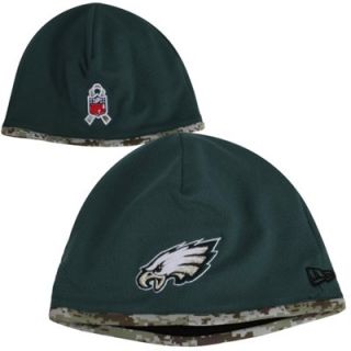 New Era Philadelphia Eagles Salute to Service On Field Knit Beanie   Midnight Green/Digital Camo