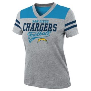 San Diego Chargers Youth Girls Burnout Jersey V Neck T Shirt   Gray