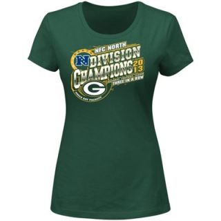 Green Bay Packers 2013 NFC North Division Champions Ladies T Shirt   Green