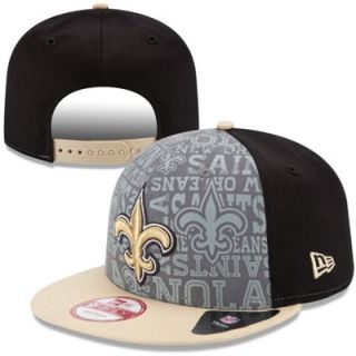 Mens New Era Black New Orleans Saints 2014 NFL Draft 9FIFTY Snapback Hat