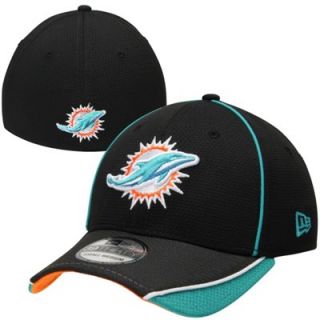 New Era Miami Dolphins Pipe Slide 39THIRTY Flex Hat   Black