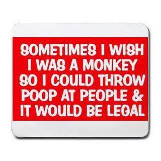 SOMETIMES I WISH I WAS A MONKEY SO I COULD THROW POOP AT PEOPLE & IT WOULD BE LEGAL Mousepad  Mouse Pads 