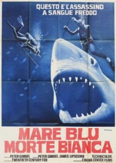 Blue Water, White Death 1971 Original Italy Due Fogli Movie Poster Peter Gimbel Tom Chapin Tom Chapin, Phil Clarkson, Stuart Cody, Peter Lake Entertainment Collectibles