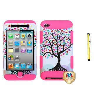 Snap on Cover Fits Apple iPod Touch 4 (4th Generation) Love Tree/Electric Pink TUFF Hybrid + A Gold Color Stylus/Pen (does NOT fit iPod Touch 1st, 2nd, 3rd or 5th generations) Cell Phones & Accessories