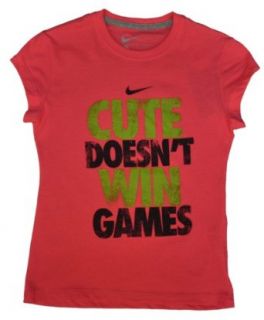 Nike Girls "Cute Doesn't Win Games" Shirt Pink Large  Fashion T Shirts  Sports & Outdoors
