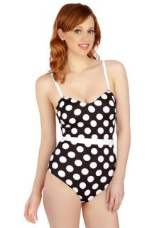 Lovely at the Lake One Piece Swimsuit in Black  Mod Retro Vintage Bathing Suits