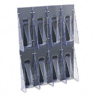 DEFLECT O Stand Tall Eight Pocket Plastic Wall Mount Leaflet Display Rack, Black/Clear (Case of 2)  Office Book Racks 