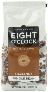 Eight O'Clock Coffee, Hazelnut Whole Bean, 11 Ounce Bags (Pack of 2)  Roasted Coffee Beans  Grocery & Gourmet Food