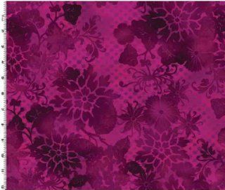 Kona Bay 'Shadowland Collection' Aubergine Lacy Floral Cotton Fabric By the Yard