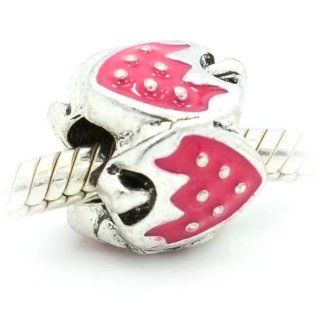 Pro Jewelry "4 Sided Pink Strawberry" Bead Charm for Snake Chain Charm Bracelet Jewelry